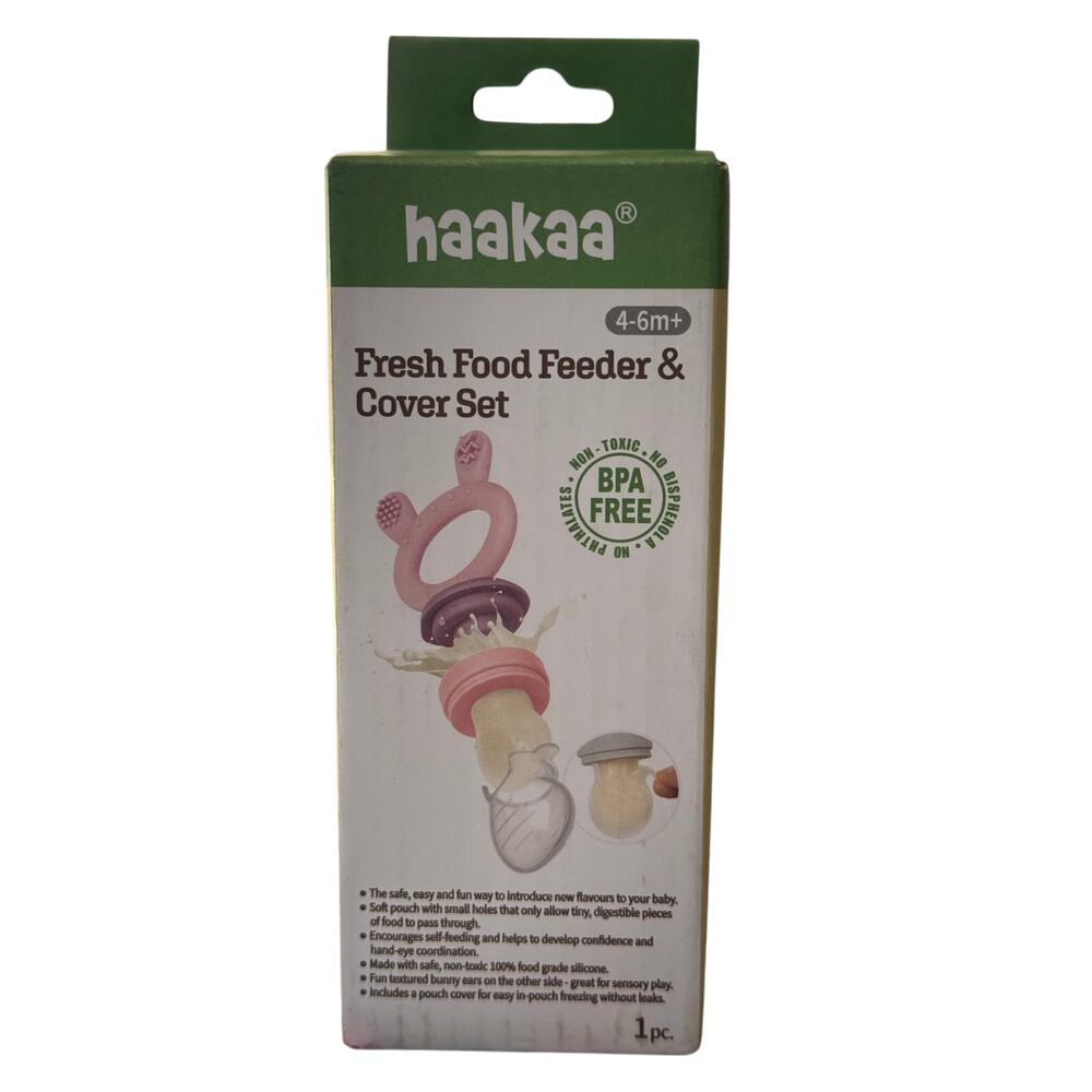 Haakaa Fresh Food Feeder & Cover Set  NEW, Color: Blue 4-6M+